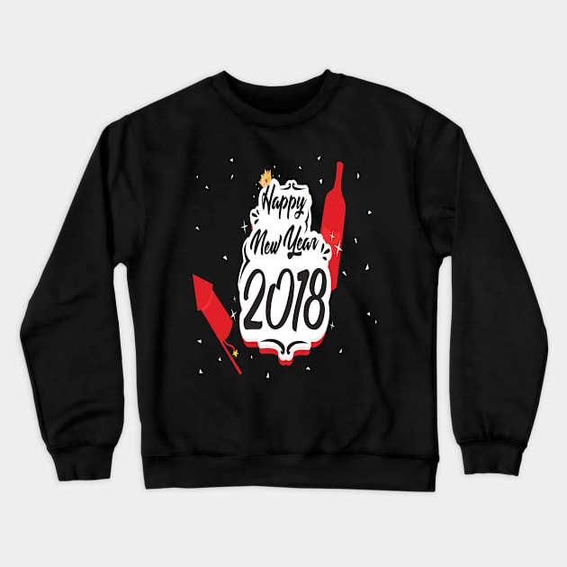 Happy New Year 2018 Crewneck Sweatshirt by amitsurti